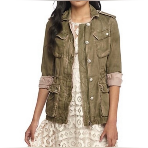 Free People Double cloth Military Jacket two toned Size L MSRP $148 - Picture 2 of 7